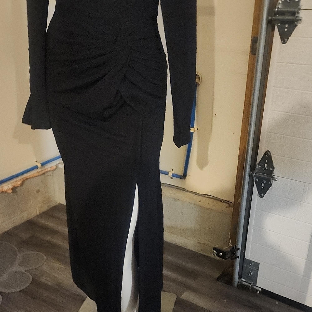 Free People Black Love And Be Loved  Dress with Bell Sleeves and Slit Size Xl - Picture 7 of 7